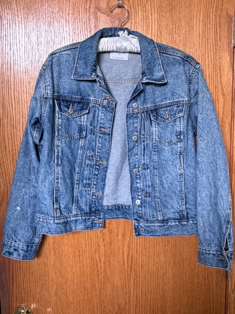 Old Navy Medium Wash Denim Jacket | Medium | Distressed Sleeve Detail